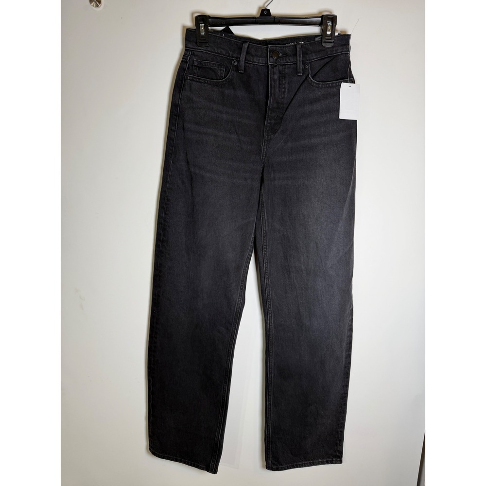 Good American Good Barrel Relaxed Jeans Black High Rise Wide Tapered 0/24